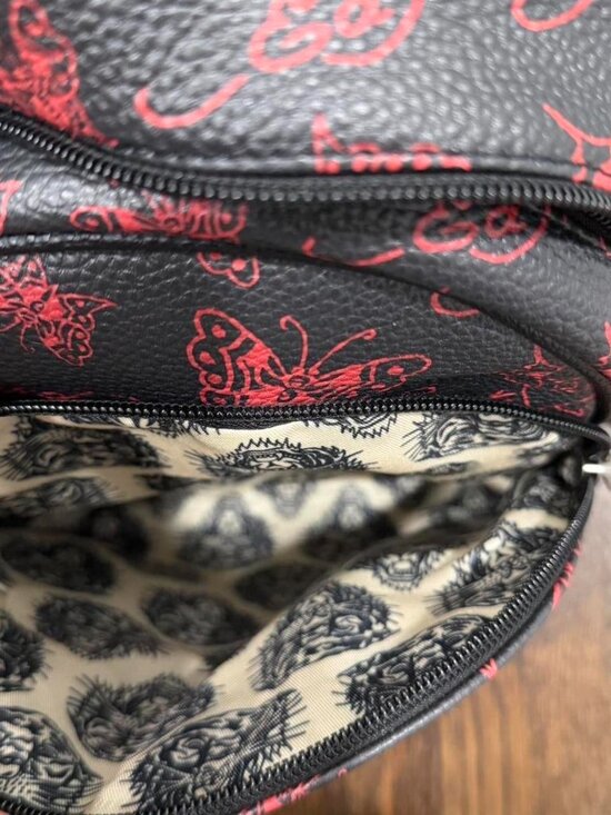 red and black ed hardy backpack with red butterfly and heart details y2k NWT main image 4